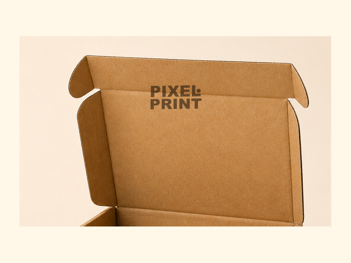 1-color black print inside view of mailer kraft box