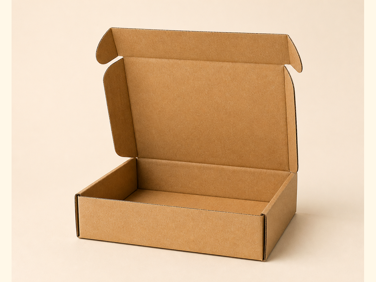 No-print open mailer kraft box with plain interior
